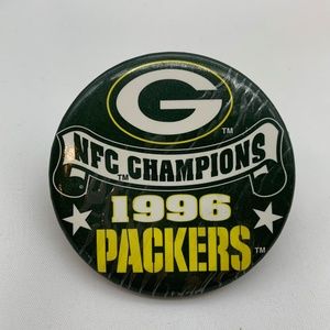 Vintage 1996 Green Bay Packers NFC Champions Logo Collectible 2.5" Button Pin